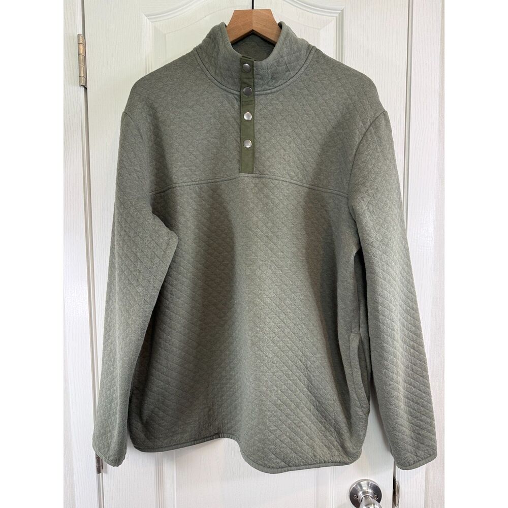 Sonoma Goods For Life Men's Green Quilted 1/4 Snap Pullover Size XL